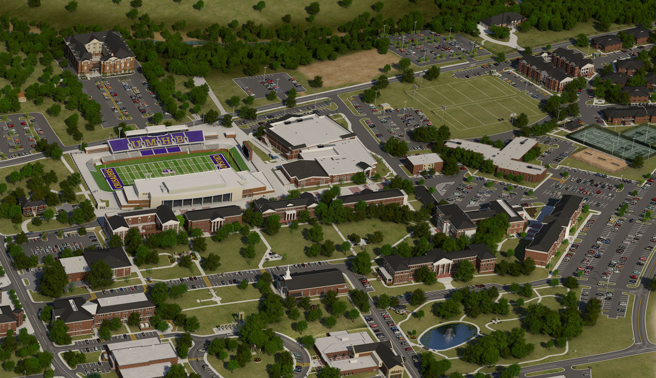 University of Mary Hardin-Baylor 3D Aerial Campus College Map