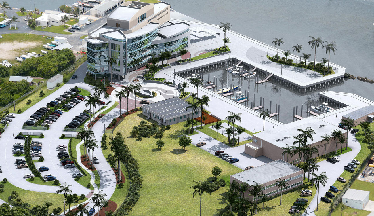 3D Rendering Map or Marina and Campus